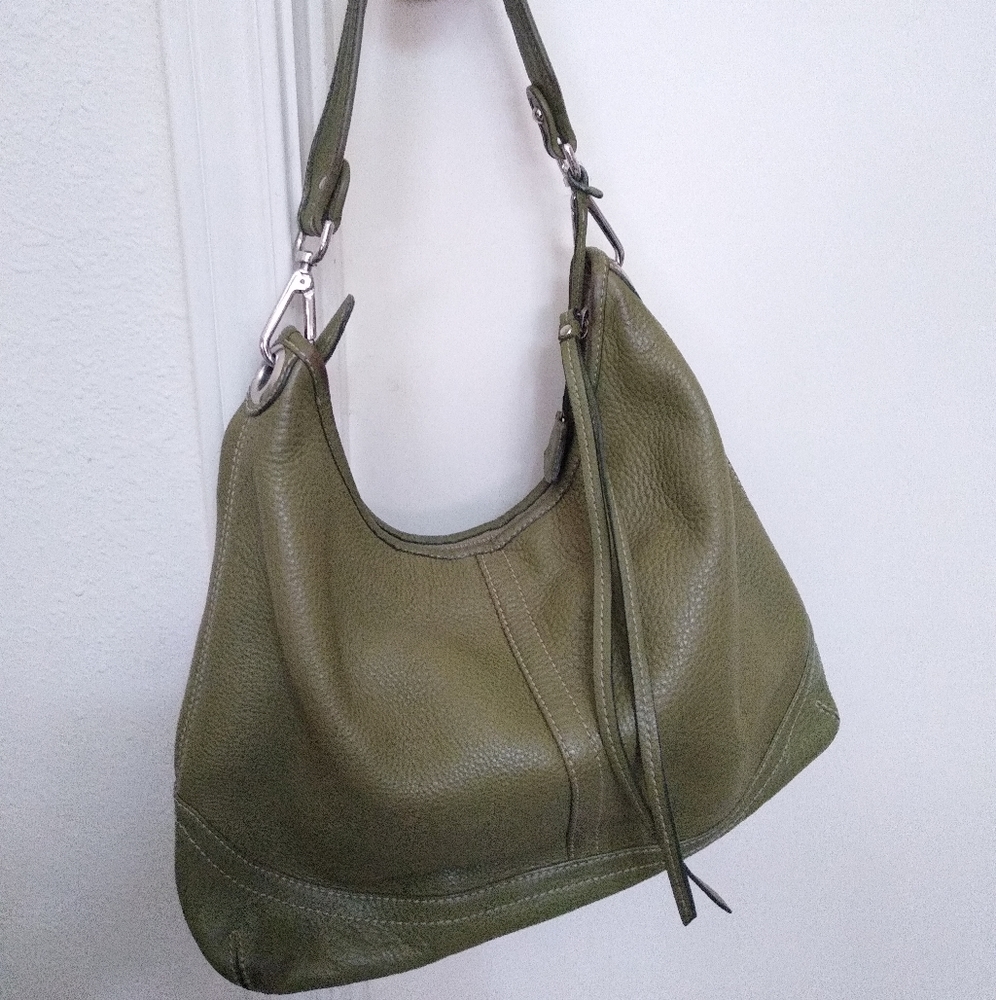 Banana Republic olive green slouchy/hobo bag with tassels